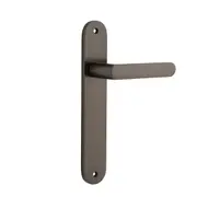 Iver Osaka Door Lever Handle on Oval Backplate Signature Brass