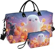 [ZRYSMY] Duffel Bag for Traveling, Halloween Cats Pumpkins Travel Bag Gym Bag, with Multiple Interior Pockets Shoulder Weekender Bag for Women Men with Toiletry Bag 20.5L x 1.9W x 13.8H, Multi-Colored