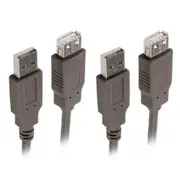 2x Sansai 1.8m Extension 2.0 USB A Male to A Female Cable for Printer/Scanner/PC