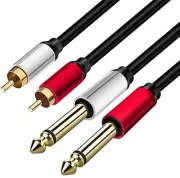 2 x 6.35 mm to 2RCA Cable,Dual 1/4 inch TS Stereo Jack Male to 2 RCA Male Ste...
