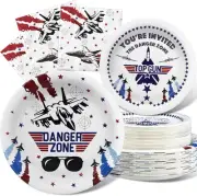 Fighter Jet Pilot Party Decorations Set - 20 Packs Military Jet Party Plates and