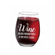 Funny Stemless Wine Glass, Wine Because Punching People in the Face is Illegal
