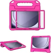 [MAISON] Kids Case for Samsung Galaxy Tab A9 Plus 11 Inch 2023 Release (SM-X210/X216/X218) Shockproof Protection Case with Built-in Screen Protector Lightweight Handle Stand Tablet Cover (Hot Pink)