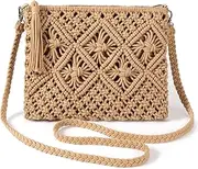 [Ayakizi] Women's Small Straw Beach Bag Summer Vintage Handmade Shoulder Bag, Bohemian Shoulder Bags Bag for Women Travel Holiday