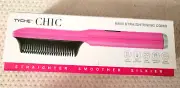 NIB Tyche Chic Hair Straightening Comb Cool Touch Surface Dual Voltage- Pink