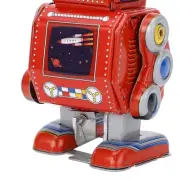 (Red)Wind Up Robot Toy Hand Made Decorative Vintage Clockwork Robot Toy WP