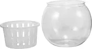 DRESSOOS Small Fish Tank Transparent Hydroponic Container for Home Office Decor Easy to Clean for Fish Turtles Compact Stylish Aquarium Planter for Small Spaces