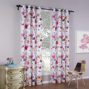 Floral Printed Blackout Curtains Thermal Insulated Window Drape Sanded Fabric