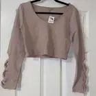 NWT Charlotte Russe Code Moon spells Mauve Long Sleeve Cut Out Crop Top Size Lg