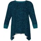 NWT LuLaRoe Cozy Kate 3/4 Sleeve Shirt Size L (14) Sharkbite Hem Teal Leopard