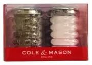 Salt & Pepper Shakers Duo COLE & MASON ENGLAND Clear + Chrome NIB