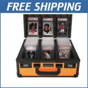 Impact-Resistant PSA Graded Card Storage Box - 3 Compartment Orange Case