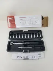 PRO BIKE TOOL Click Bicycle Torque Wrench Set 2-20 Nm Allen Torx Sockets Silver