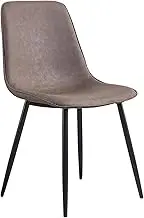 SJIALEN Kitchen Dining Chair,Backrest Negotiate Restaurant Leather Reception Chairs for Bedroom Living Room Leisure Chairs Chairs(Color:Dark Brown)
