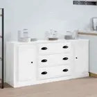 Durable 3 PCS High Gloss White Engineered Wood Cabinet Storage Buffet Sideboard