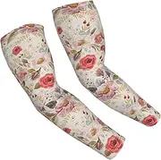 [FSCEV] Flower Leaf Sun Protection Arm Sleeves Outdoor Essentials Cooling Compression Golf Hiking Cycling