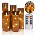 5pcs Flameless LED Pillar Candles w/ Embedded Star String & Timer Remote Control