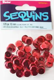 Darice Economy Craft ~ CUP SEQUINS ~ Size: 10mm Color: RED Qty in Pack: 120
