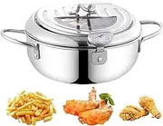 Fryer Pan - Tempura Pot, Japanese Fryer | Stainless Steel Fryer with Oil Drainer, Easy to Clean and Store Japanese Style Tempura Pan