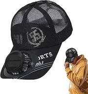 [Generic] solar fans cap summer sun cap cooling cap solar energy baseball cap adjustable breathable warm weather golf cap, Black