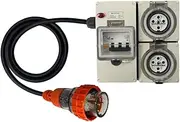 Power Board 5 Pin 10 Amp Three Phase to 2 x 5 Pin 10 Amp Three Phase Outlets RCBO Protected