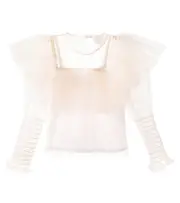 [Petite Amalie] Petite Amalie Ruffled tulle blouse Y 7 pink