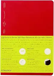 Nitoms S4105 STALOGY Notebook, A5, Squared, 365 Days Notebook, Red