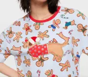 XMAS GIFT BNWT PETER ALEXANDER CHRISTMAS PJ TOP GINGERBREAD WOMAN VRS SIZES