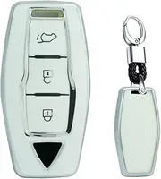 TECART TPU Car Key Fob Case Key Cover Protective fit for Mitsubishi Outlander 2021 2022 2023 Smart Intelligent 3 Buttons Car Key Shell Keyring Accessories Key Fob Holder Keychain Key Box Whtie B