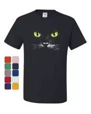 Cat Green Eyes T-Shirt Animal Pet Lovers Kitten Huge Cat Face Tee Shirt
