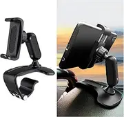 Car Phone Holder Mount, 360° Degree Rotation Cell Phone Stand, Auto Phone Holder Clip On Dashboard Rearview Mirror, Vehicle Clip Mount Stand Cradles for 4'' to 7'' Smartphone