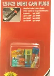 15 PC. FUSE SET MINI ASSORTED FUSE SET , ATM cars , trucks , suv