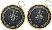 ifundom 1 Pair Compass Keychain Car Compass Dashboard Vintage Pocket Compass Pocket Compass for Hiking Compasses for Hiking Compass Dive Compass Camping Compass Aluminum Alloy Golden