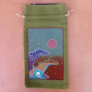 Native American Art-Navajo-Hand Painted Hand Sewn Cloth Drawstring Bag-Horses
