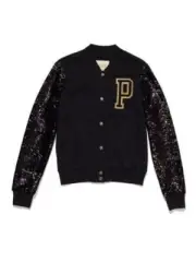 VICTORIAS SECRET PINK SEQUIN VARSITY JACKET BLACK SIZE MEDIUM-NEW