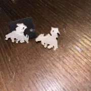 Asian Shell Bull Earrings Screw Back Vintage