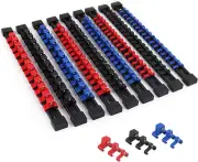 ABS Socket Organizer Drive Socket Holder, 9PCS 1/4-Inch X 48 Clips, 3/8-Inch X 4