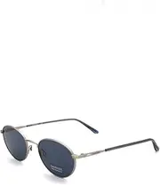 [Calvin Klein] Men's CK20317S Oval Sunglasses, Satin Silver/Solid Blue, 54-20-145