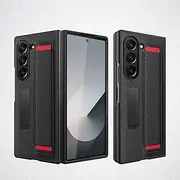[Koelaa] Compatible with Samsung Galaxy Z Fold6 Case with Screen Protector, Phone Case, with Magnetic Stand and Hand Strap, Protective Case for Samsung Galaxy Z Fold6-Black