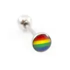 14 Gauge Tongue Barbell Rings Surgical Steel LGBT Flag Design Tongue Piercings