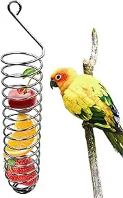 1 Piece Stainless Steel Hanging Parrot Food Basket, Parrot Forager, Bird Forager Feeder, Bird Food Rack to Simulate Natural Foraging, Chew Toy for Cone Parrot