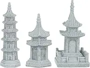 GANAZONO Chinese 3PCS Miniature Pagoda Japanese Statue Miniature Landscape Meditation Ornaments for Patio Micro Landscape Bonsai Decoration Outdoor Garden Lights