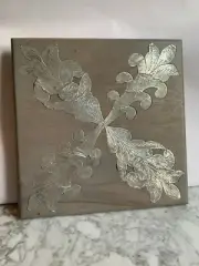 NWT - Welland Old Elm Wood Trivet with Metal Fleur de Lis Embossed Design Lovely