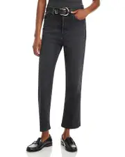 Re/Done 80s High Rise Ankle Slim Straight Jeans in Washed Noir