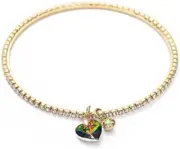 Imprints By Mau Heart Charm Cubic Zirconia Bangle Bracelet, Cuff Bangle Bracelet