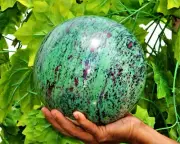 Huge 190MM Green Ruby Zoisite Crystal Quartz Healing Energy Stone Sphere Globe