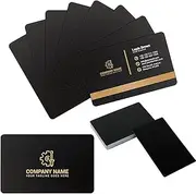 FVIEXE 100PCS Metal Business Card Blanks, 0.21mm Thick Black Name Cards for Custom Engrave Color Print, Metallic DIY Gift VIP Cards