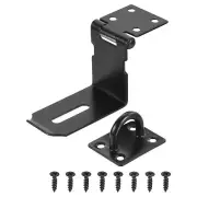 5 Inch Padlock Latch, Stainless Steel 90 Degree Barn Door Hasp Lock, Black