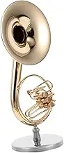 SUPVOX Miniature Horn Model Mini French Horn with Case Musical Instrument Ornament Miniature Musical Instruments Standard Trumpet Training Device Wood Golden