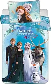 Jerry Fabrics Children's Bed Linen 100 x 135 cm Toddler Baby Bed Bedding Set Cotton Duvet Cover Oeko-Tex Standard for Frozen Anna Elsa Olaf Sven Kristoff